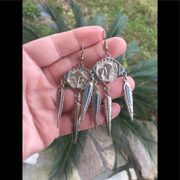 Sterling silver western dangle earrings - Picture 5 of 5